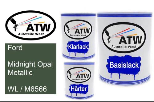 Ford, Midnight Opal Metallic, WL / M6566: 1L Lackdose + 1L Klarlack + 500ml Härter - Set, von ATW Autoteile West.